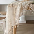thumbnail image 6 of Boho Handmade Crochet Tablecloth Farmhouse Beige Macrame Wedding Tablecloths Rectangle Table Cloth for Kitchen Dinning Tabletop Decor, 6 of 8