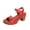 Red, variant on Brown Womens Sandals Peep Toe One Strap Buckle Thick Sole High Heel Versatile Comfortable Breathable Lightweight For Spring Summer Everyday Wear Size 38