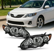 AKKON - For Black Bezel 2011-2013 Toyota Corolla Headlights Front Lamps Direct Replacement Left   Right Pair