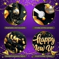 thumbnail image 4 of Gold Theme Happy New Year Banner Black Background Festive Backdrop Firework Design Star Decoration Holiday Background for New Year Party Holiday Celebration Indoor Decoration, 4 of 9