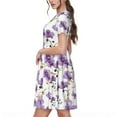 thumbnail image 2 of Fotbe Orchids Flowers Vestido Largo de Moda para Mujer, Vestido Tipo Camiseta con Manga Corta y Estilo Casual a Rayas y Bloques de Color, 2 of 6