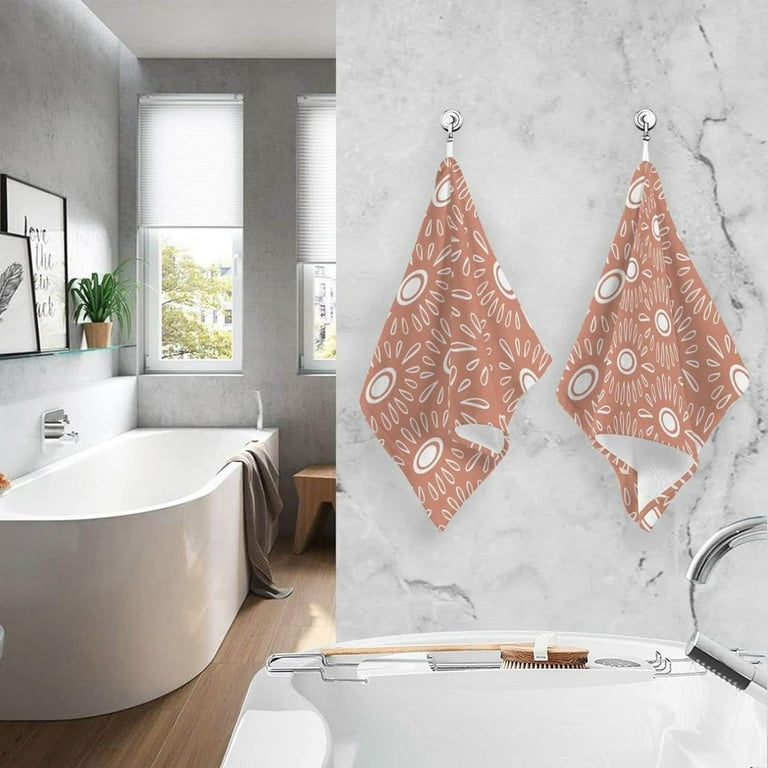 SKYSONIC 16 x28 Face Hand Towel Set Bohemian Modern Boho Chic Pattern Cotton Washcloths Quick Dry Highly Absorbent Bath Towels 2 PCS for Bathroom