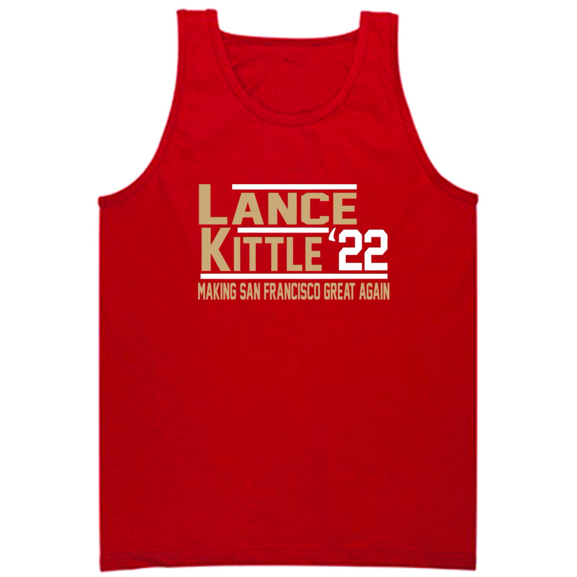 RED San Francisco Kittle Text Pic T-Shirt Adult at  Men's