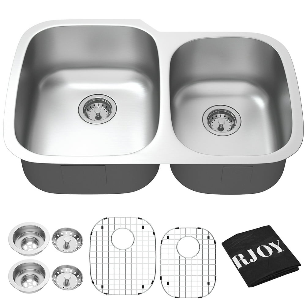 Costway 32'' Undermount 60/40 Double Bowl Kitchen Sink Stainless Steel
