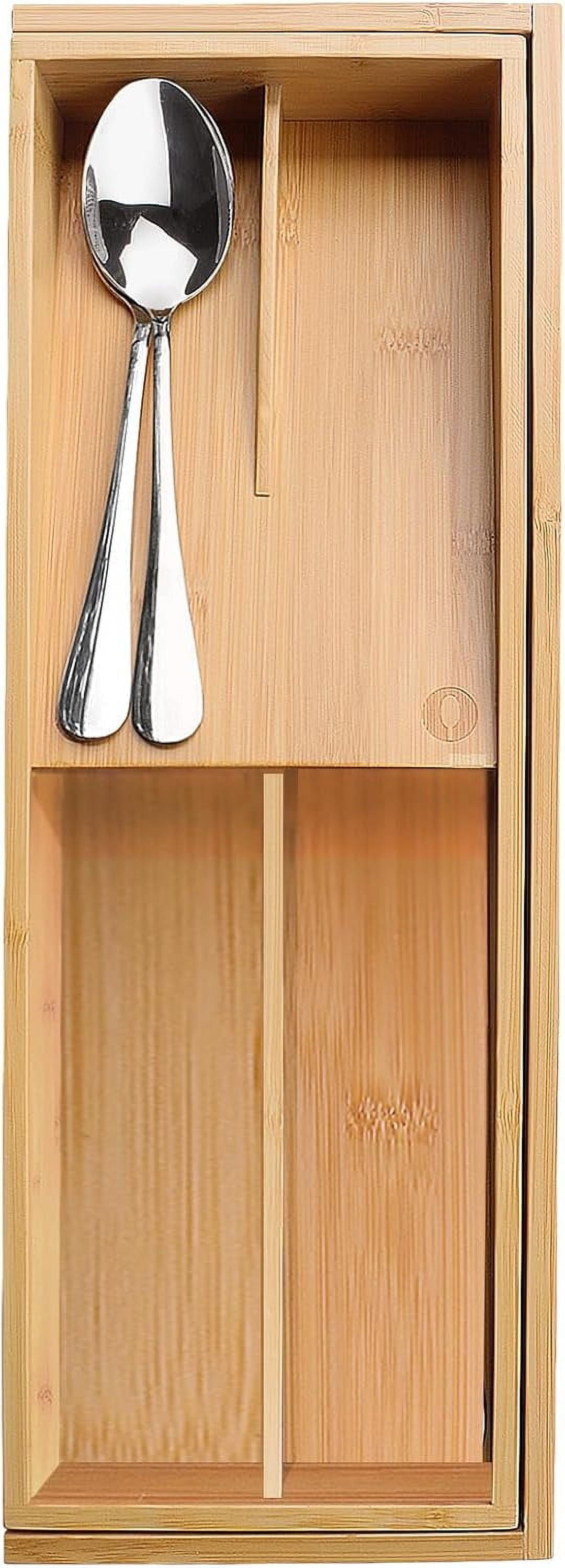 Expandable Bamboo Kitchen Drawer Organizer - - Utensil Holder and Cutlery Tray for Flatware Organizers and Kitchen Utensils