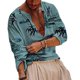 thumbnail image 1 of Mens Fashion Long Sleeve V Neck Printing T Shirt Blouse Casual Loose Tops Tee, 1 of 6