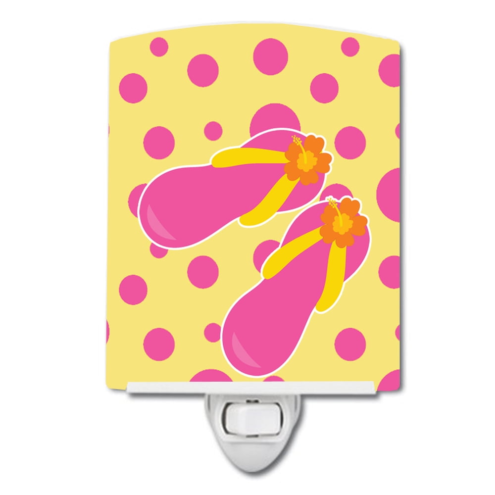 Carolines Treasures Bird Polka Dots Ceramic Night Light Pink 6 x 4
