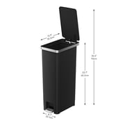 EKO Hana Step Trash Can, 2-Pack, 8-Gallon Each, Black Plastic