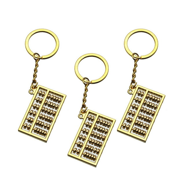 WEUVEB 3Pcs Golden Abacus Keychains Stylish Key Holder Durable Key Decoration Pendant for Backpack