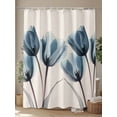 thumbnail image 4 of Shower Curtains Blue Tulip Bath Curtain Retro Flower Floral Waterproof Bathroom Shower Curtain Set with Hooks Decoration 72 x 84 Inches, 4 of 7