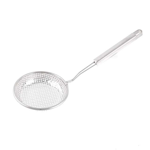 Unique Bargains Home Silver Tone Stainless Steel Perforated Ladle Colander 13' Length
