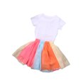 thumbnail image 3 of Dewadbow Toddler Kids Baby Girls Outfits Clothes T-shirt Tops Rainbow Dress/Skirt Clothes Set Outfits 2Pcs, 3 of 5