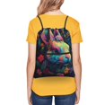 thumbnail image 4 of Sigee Colorful Patterned Rabbit for Drawstring Zipper Backpack ,Waterproof, Durable, Lightweight Gym Bag for Sports, 4 of 5