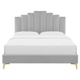thumbnail image 6 of Platform Bed Frame, Queen Size, Velvet, Light Grey Gray, Modern Contemporary Urban Design, Bedroom Master Guest Suite, 6 of 10