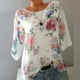 thumbnail image 4 of Flywake T-shirt Décontracté Grande Taille pour Femmes Imprimé Floral Col Rond Manches Courtes Tunique Ample Confortable Tops d'Été, 4 of 4