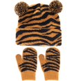 thumbnail image 1 of Bonnet Tricoté Épais pour Bébé: Bonnet à Rayures Imprimé Léopard avec Gants pour Enfants, 1 of 9