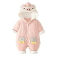 thumbnail image 2 of Esaierr Newborn Infant Snowsuit Hooded Fleece Romper for Boys Girls Winter Jumpsuit with Hooded Wear Romper Outwear for 0-18M, 2 of 5