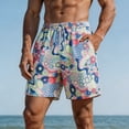 thumbnail image 2 of Enjoytime Mens Swim Trunks Print Elastic Waist Drawstring Breathable Lightweight Casual Summer Beach Shorts, 2 of 7