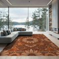 thumbnail image 2 of ODIKA 8'x10' Washable Area Rug Vinyl Palette Orange Botanical Repeating Peach Bedside Sunflower for Dining Room, Large Office, Lounge, Non-Slip Chair-Friendly Mat, 2 of 7