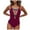 Wine, variant on ANINEO Women Swimwear Independence Day For Women Swimwear Print Square Neck Open Back High Cut Monokini Swimsuit Breathable Hawaii Summer Tropical Brazilian Beachwear