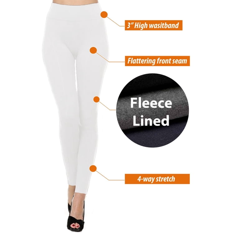 Kuda Moda 3-Pack High-Waist Fleece-Lined Thermal Leggings photo 2