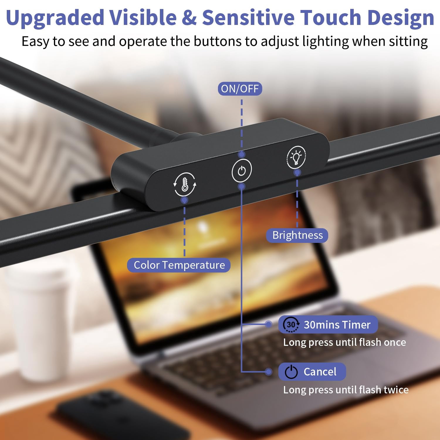 Led Desk Lamp With Base: Bright Lights For Home Office - Eye Care Reading Table Lamps Dimmable Desktop Lighting Computer Monitor Study Drafting Black