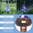 thumbnail image 6 of Exhart  Hand Blown Pearlized Blue Glass Twisted Flame Solar Powered Garden Stake with Finial, 36 inch, Metal, 6 of 7