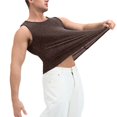 thumbnail image 4 of Miluxas Men's Shimmer Glitter Tank Top - Sleeveless Sparkle Muscle Tee, Metallic Knit Slim Fit Shirt for Nightclub, Rave, Festival & Party Wear Brown M(M), 4 of 5
