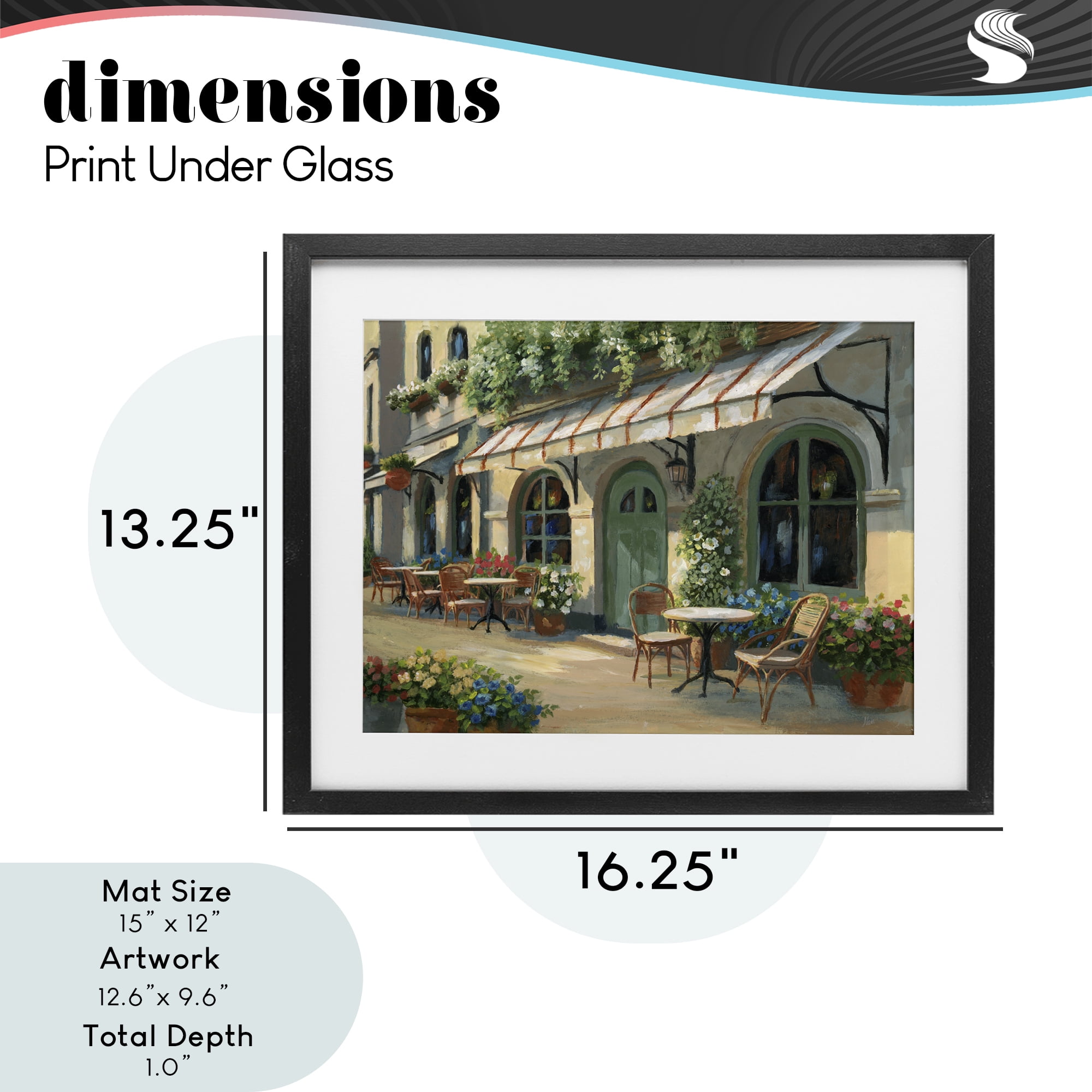 Stupell Industries Cozy Cafe Sunlit Patio Black Framed Print Under Glass, design by Nan