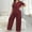 a_Wine, variant on HaoXianJian Women's Plus Size 2 Piece Pajama Short Sleeve Tee Shirt and Pants Crew-Neck Pjs Solid Color Loungewear T Shirt and Lounges Pants Sleepwear