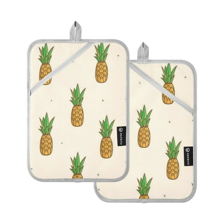 

Pot Holders Set of 2 Heat Resistant Potholders for Kitchen Easy Grip Oven Mitts for Microwave Oven Baking Kitchen BBQ Pineapple Pattern