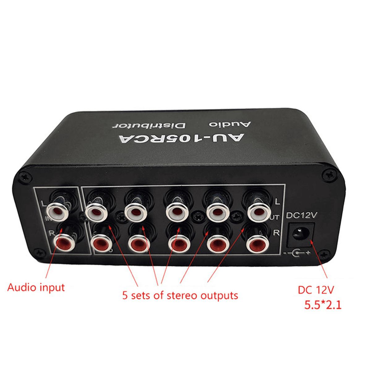 2X Stereo Audio Mixer 1 Input 5 Output Multi-Channel Audio Source Distributor Interface for Power Amplifiers,2 x Stereo Audio Mixer,black