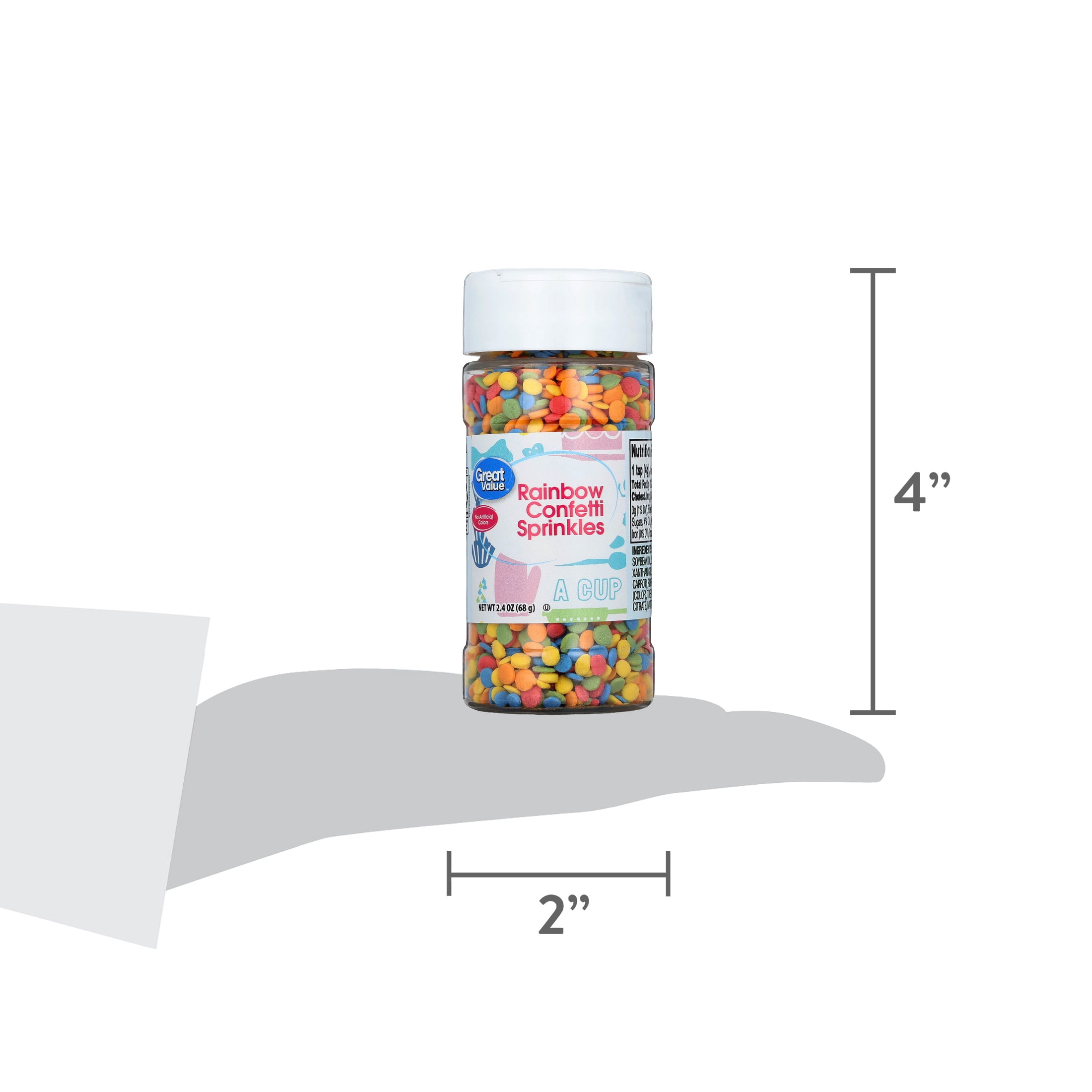 Great Value Rainbow Confetti Decorating Sprinkles, 2.4 oz