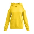 thumbnail image 4 of Yteetum Women's Fall Winter Hoodies Oversized Long Sleeve Openwork Off the Shoulder Hoodie Womens Casual Solid Loose Comfy Hooded Sweatshirts, 4 of 6