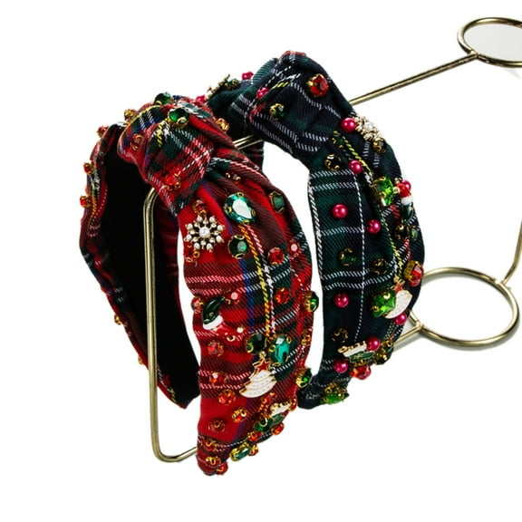 JZROCKER Plaids Knot Headband Wide Hairband Girls Women French Style Hair Hoop Accessory