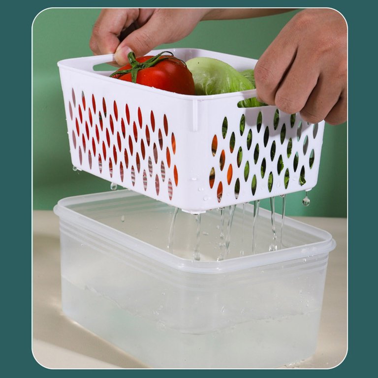 Fridge Food Storage Container with Lids Plastic Fresh Produce Saver  Vegetable Fruit Meat Storage Organization Kitchen Refrigerator Organizers  Bins 