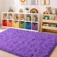 thumbnail image 4 of ASPILLOW Fluffy Soft Area Rug 4x6 ft, Purple Plush Shag Area Rugs Mat for Bedroom Living Room Kids Girls Nursery Non-Slip Furry Carpet Home Decor, 4 of 8