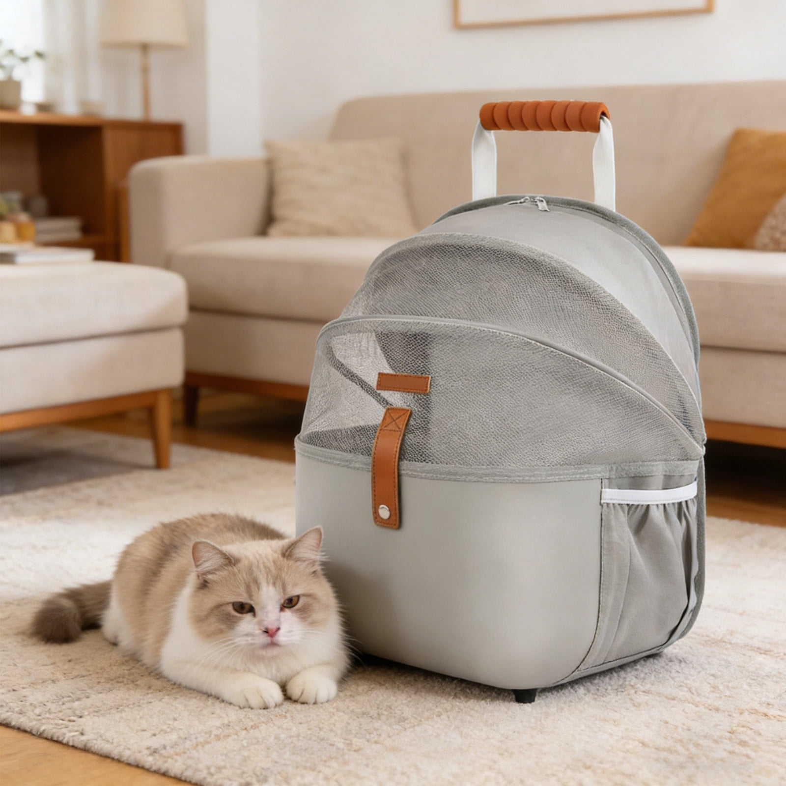 16.92X13.38X10.62 Inch Pet Backpack,Pet Cat Bag Out Portable Large Capacity Backpack Space Capsule Breathable Dog To Go With Supplies,Pet Supplies