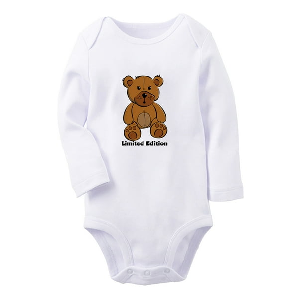 iDzn Limited Edition Funny Rompers, Newborn Baby Unisex Bodysuits, Infant Animal Bear Graphic Jumpsuits, Toddler Kids Long Sleeve Oufits (White, 0-6 Months)