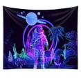 thumbnail image 1 of Tapiz con luz azul fluorescente, astronauta espacial, 150 x 150 cm, 1 of 3