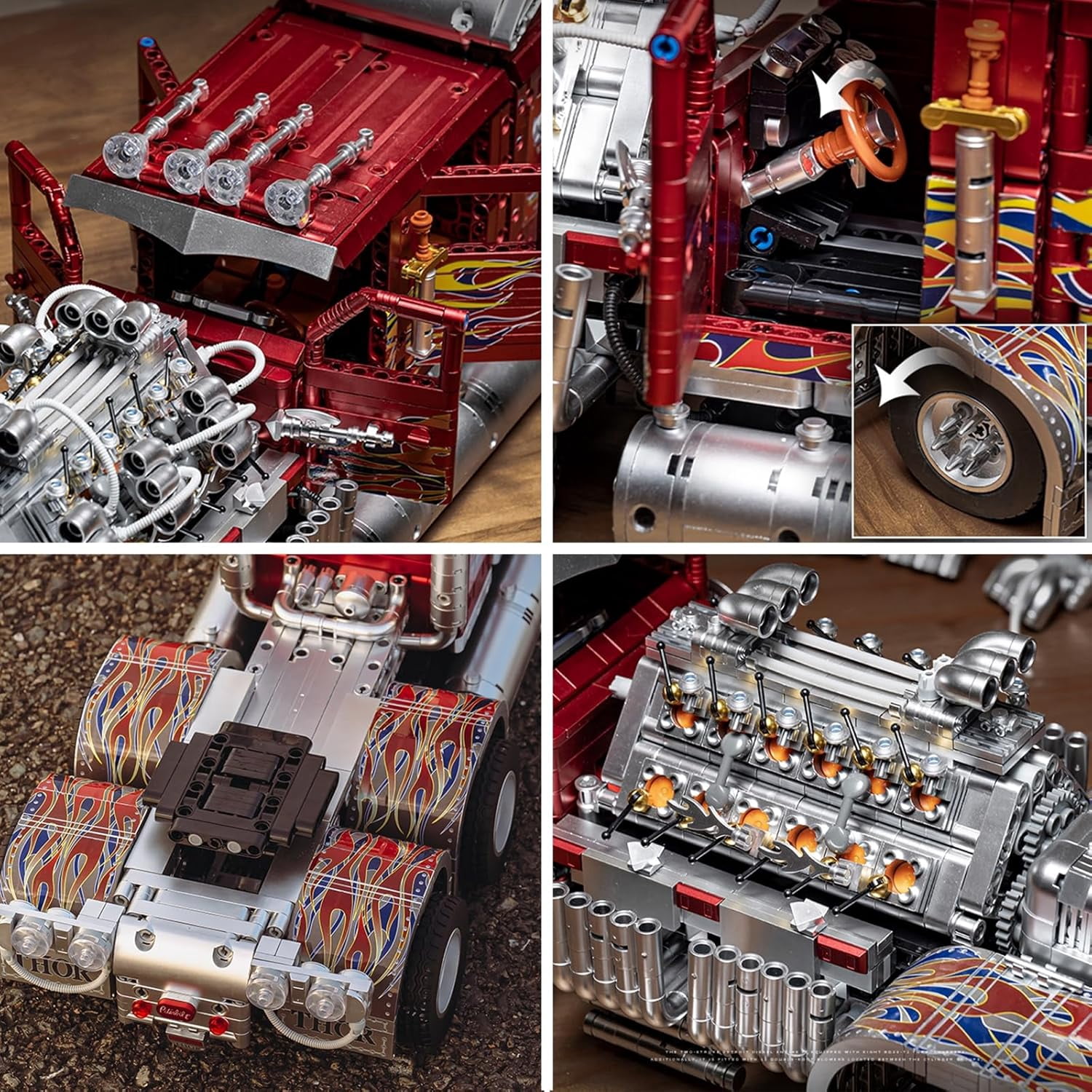 TH-24 Semi Truck Model Car Kits, Advanced Collectible Building Set for Adults, Heavy Monster Truck Toy with Powerful 24-Cylinder Engine, Home or Office Décor, Gift for Engineering Vehicles Lover