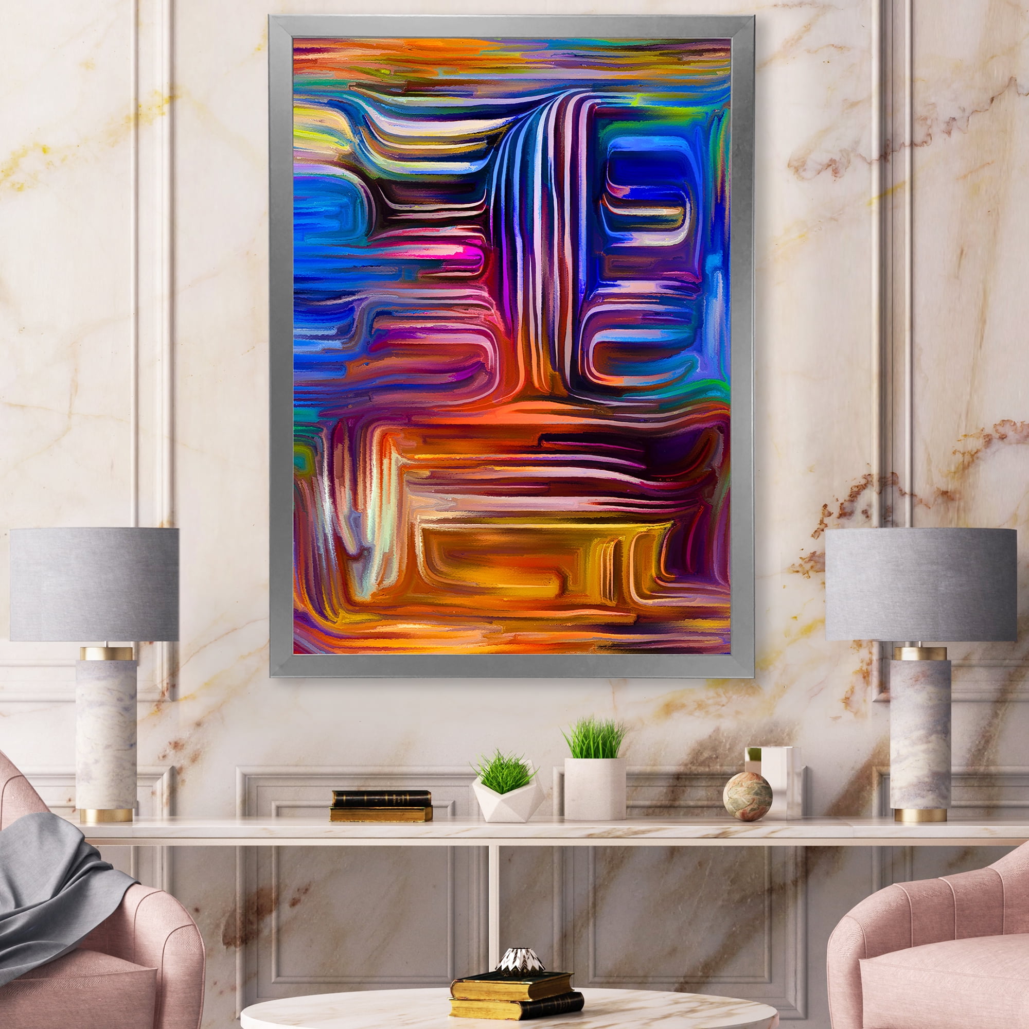 Designart 'Colour Spiral Fusion V' Modern Framed Art Print