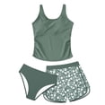 thumbnail image 5 of BOBOGOJP Girls Tankini Swimsuit Two Piece Cross Straps Back Bathing Suits with Pockets Shorts Kids Swimwear Sets 5-16 Years Dark Green for Size 7-8 Years, 5 of 5