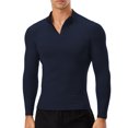 thumbnail image 1 of TFixol Camisa deportiva para hombre polar cálido elástico ceñido al cuerpo cuello alto largo, 1 of 8