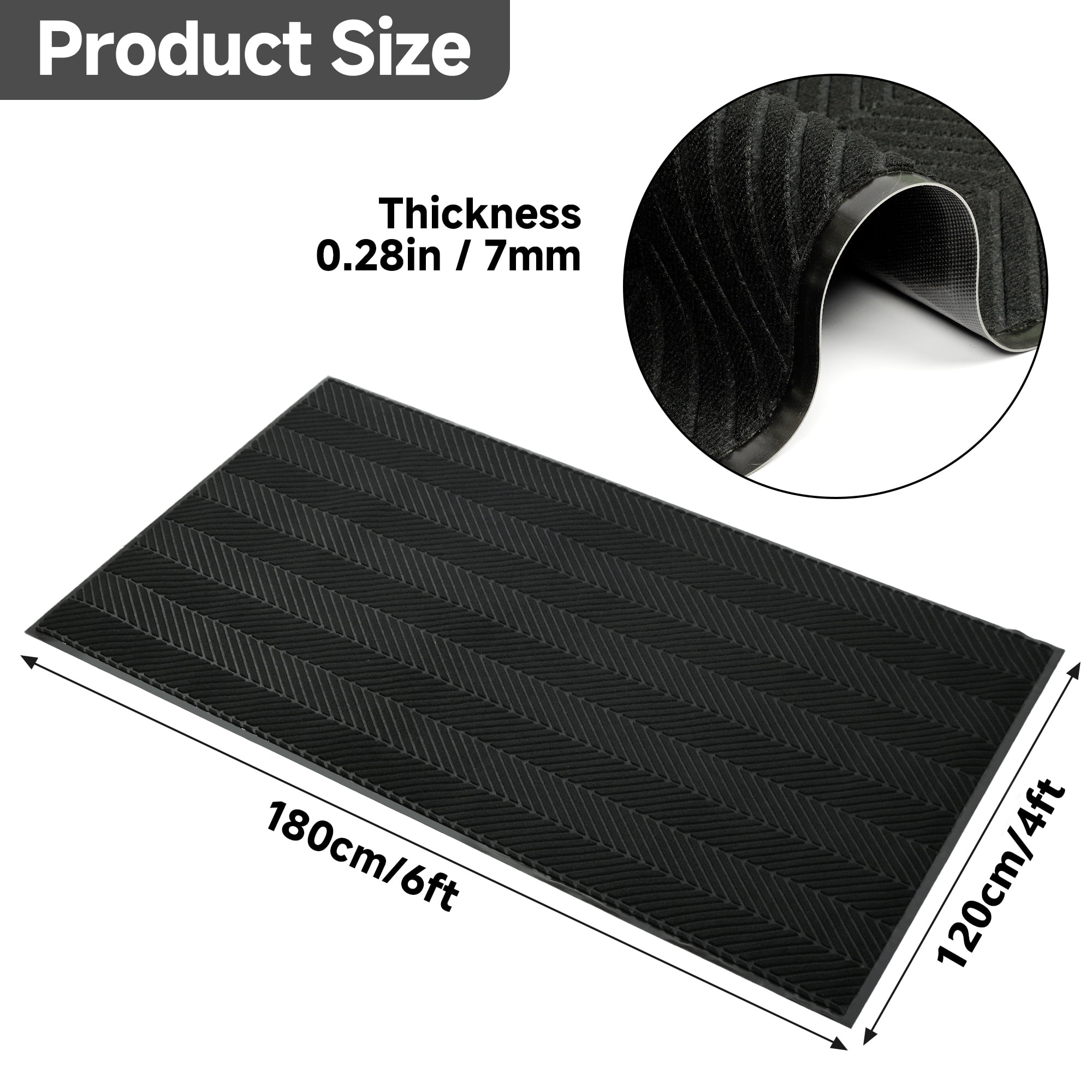 OVYEOFR 4 x 6 ft Striped Entrance Mat, Non Slip Hallway Runner Rug with Rubber Backing, Outdoor Indoor Industrial Carpet Door Mat, Black