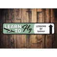 thumbnail image 2 of Learn to Fly Sign, Flying Lessons by Custom Pilot Name Sign, Airplane Decor, Aviation Aluminum Sign - 4x18 inches, 2 of 4