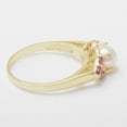 thumbnail image 5 of LBG British Made 10k Yellow Gold Cultured Pearl & Pink Tourmaline Womens Cluster Ring - 33 size options - Size 10.25, 5 of 6