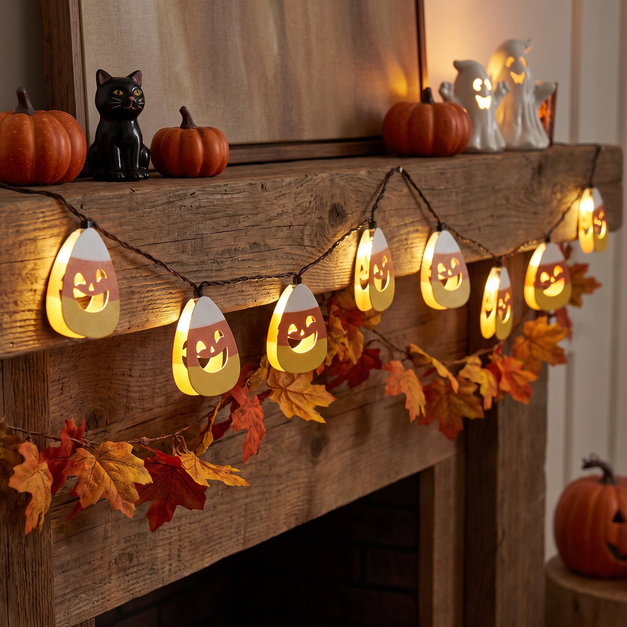 Indoor 10-Count LED Metal Candy Corn String Lights, Cool White, 4.5', Halloween by Way To Celebrate