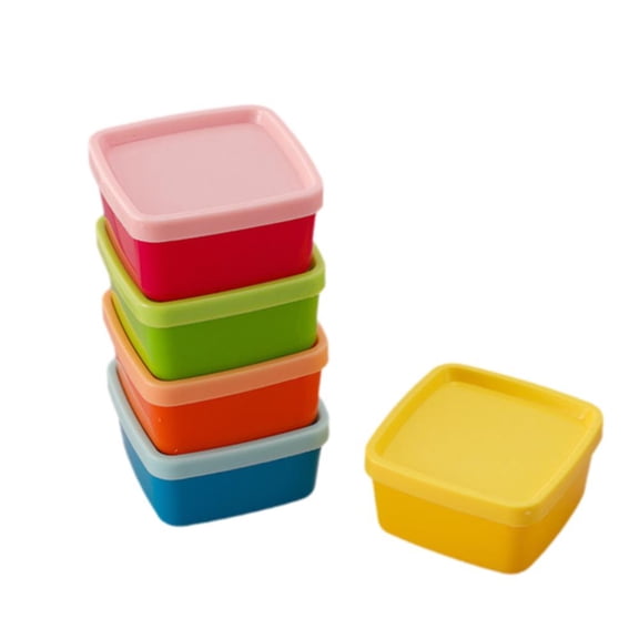 Rainbow Mini Storage Boxes, 5 Pcs Small Plastic Organizer Containers for Snacks, Nuts, Condiments, Desk Organizer