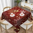 thumbnail image 2 of Christmas Red Tablecloth Square 60 x 60 Inch Winter Snowflake Square Table Cloth Polyester Fabric Xmas White Gold Snowflake Table Cover for Kitchen Party Picnic Outdoor Decor, 2 of 7